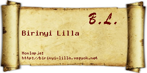 Birinyi Lilla névjegykártya